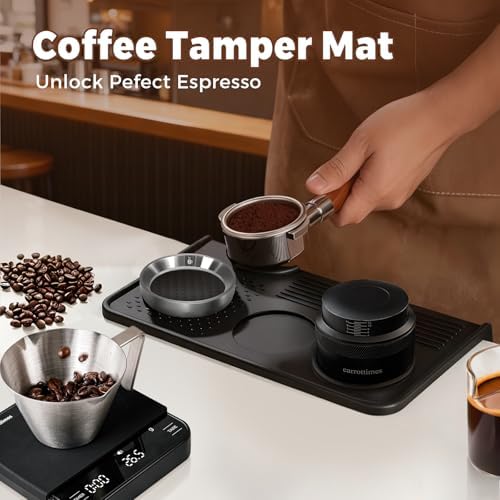 Espresso Tamping Mat, 7mm Silicone Tamper Mat for Portafilter, Black