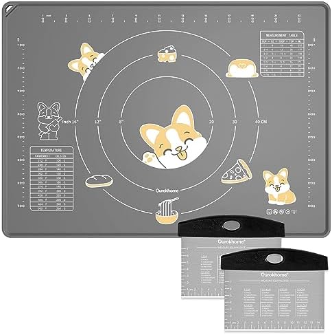 Silicone Baking Mat and Pastry Scraper, Ourokhome Dough Kneading Mat