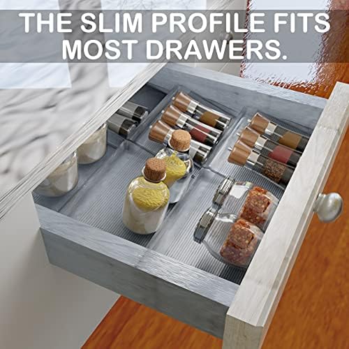 BaHoki Essentials 3 Tier Spice Rack- Kitchen Drawer Organizer - Clear