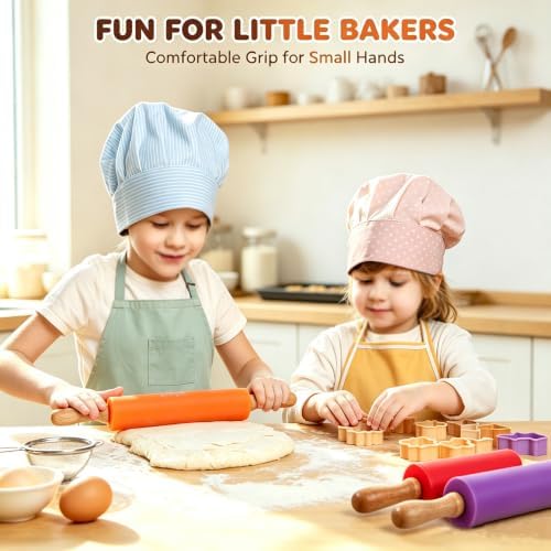6 Pack Small Rolling Pin for Kids, 12 Inch Non-Stick Food Grade