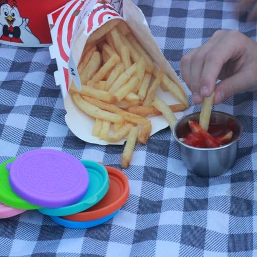 Stainless Steel Sauce Cups, 6-Pack 2.4oz Reusable Condiment Containers