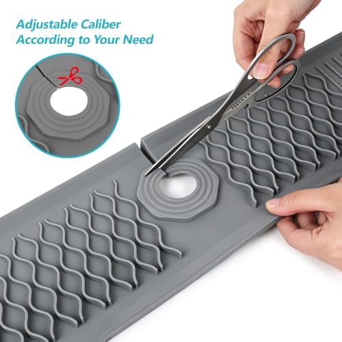 comfoyar Gray Silicone Kitchen Sink Faucet Mat, 24 x 5.7 Inch