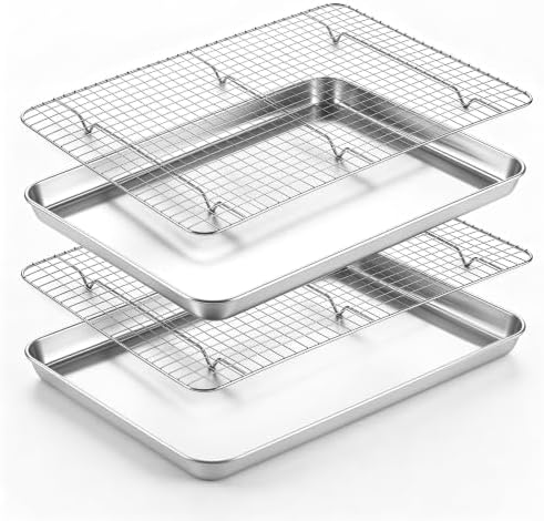 E-far 20x14 Large Baking Sheet with Wire Rack Set, 2 Pans + 2 Bacon