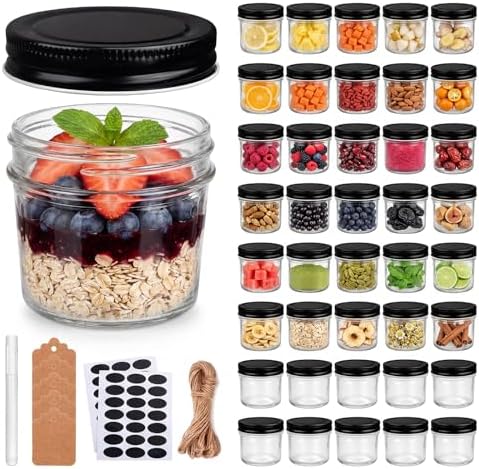 QAPPDA 4 oz Mini Mason Jars with Lids, 40 Pack