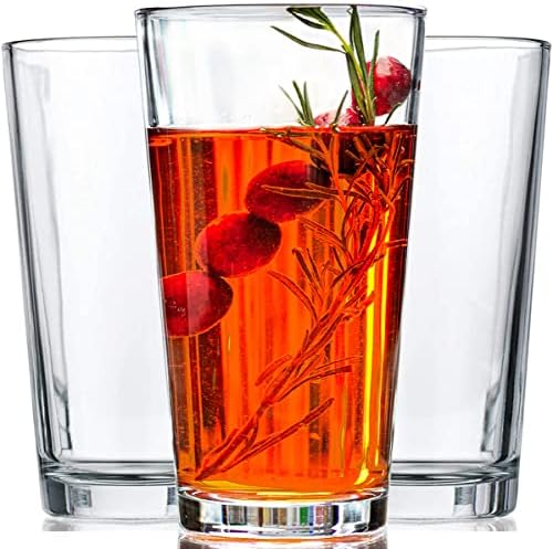 Le'raze 10pc Stackable Drinking Glasses, 16oz Clear Glass Cup