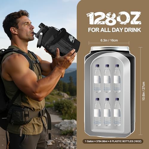 NATURE PIONEOR 128oz/1 Gallon Tactical Water Bottle with MOLLE Bottle