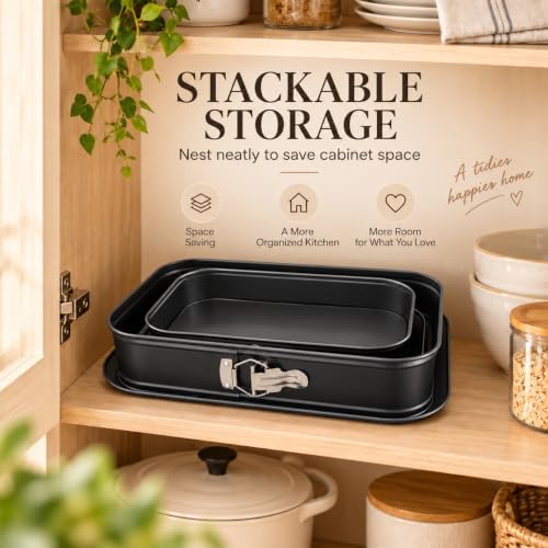 2-Pack 14 x 9 Inch Rectangular Springform Pans with Removable Bottom