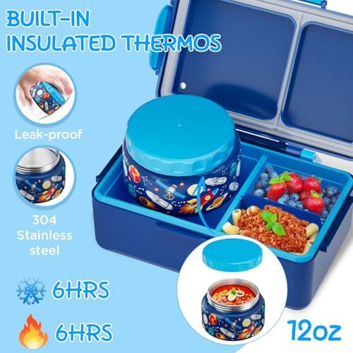 Bento Lunch Box for Kids–3 Compartment Leak Proof Insulated Lunch