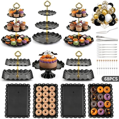 68 Pack Dessert Table Display Set, Tiered Round Cupcake Stands