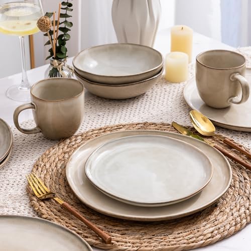 AmorArc Ceramic Dinnerware Sets for 12,36Pcs Plates and Bowls Sets Dishes