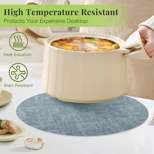 Fyvva Placemats Set of 4, 13" Round Reversible Faux Leather with