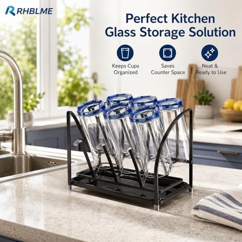 RHBLME 2 Packs Glass Drying Rack, Vertical Bottle Drying Rack Glass