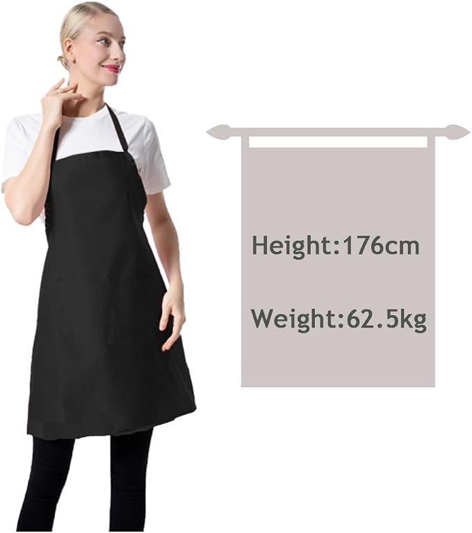 12 Pcs Bib Bulk Black Aprons for Women Men Adult Girls Unisex - Image 4