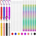 Zubebe 8 Pack Metal Reusable Straw Collapsible Straws with Plastic
