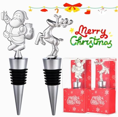 2 Pack Christmas Wine Stopper Alloy Wine Bottle Stoppers for Christmas