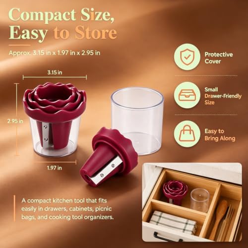 Manual Vegetable Spiralizer and Curler for Rose Flower Carving,2PCS-A