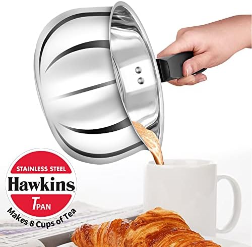 Hawkins 2 Litre Tpan, Stainless Steel Tea Pan with Glass Lid