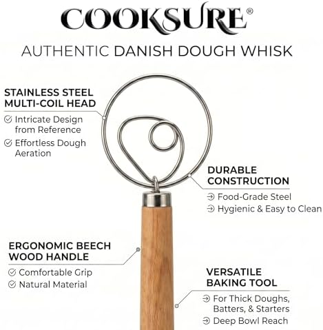 304 Stainless Steel Danish Dough Whisk, 13 Inch
