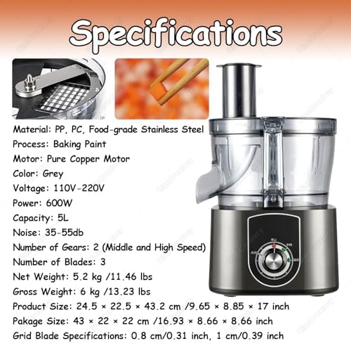 Professional Electric Vegetable Dicer, Large Capacity, 3 Blades