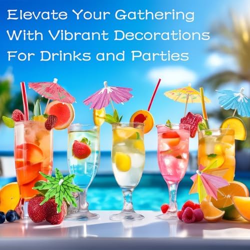 600 Pack Drink Umbrellas Cocktail Picks, Assorted Mini Paper Umbrella