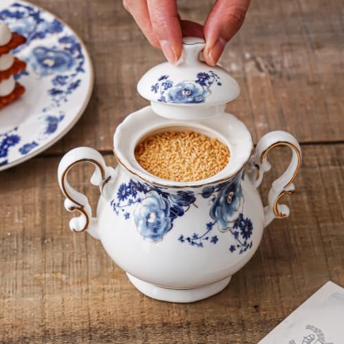 Ceramic Sugar and Creamer Set, 2 Piece Set with Cream Pitcher, Sugar