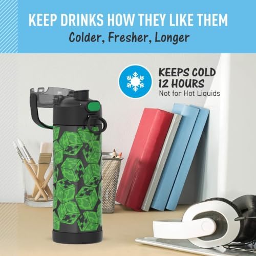 THERMOS FUNTAINER Water Bottle with Spout, 16oz, Minecraft, Style may
