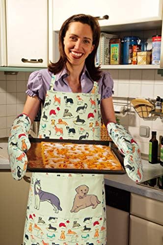 Cotton Dog Design Oven Mitts, 1 Pair