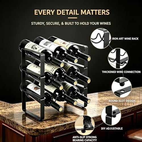 Wine Racks Countertop 3 Tier Stackable Wine Rack Tabletop Metal Wine