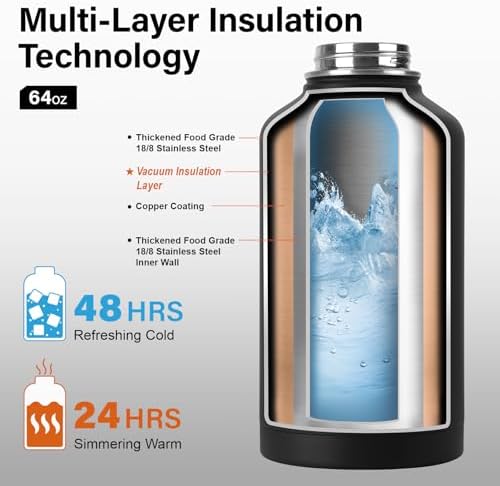 DYSANKY Insulated Water Bottle with Straw Lid & Portable Carrier Bag