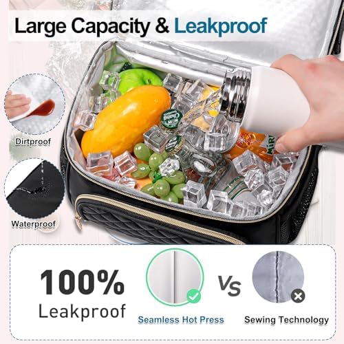 Lunch Bags for Women,Dual Compartment Lunch Box Lunch Tote Bag