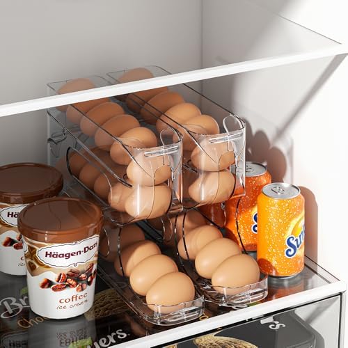 Sotfamily Clear FIFO Egg Holder for Fridge, 18 Count