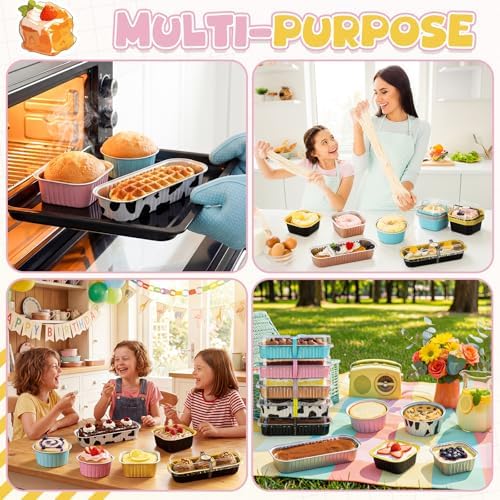 Qunclay 443 Pcs Mini Cake Pans with Lids Spoons Sticker, Classic, 5