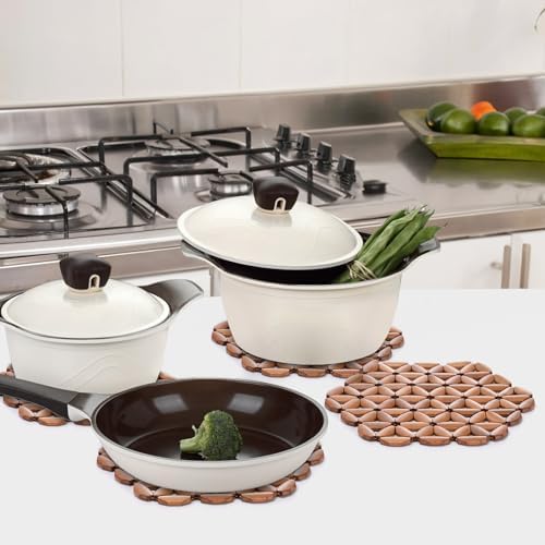 Tlence 8 Pack Bamboo Trivet Mat, Bamboo Hot Plate Pad, Heat Resistant