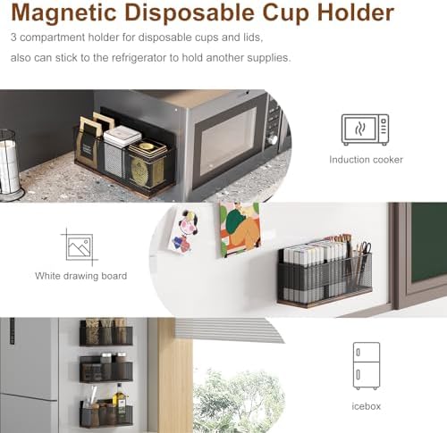 TQVAI K Cup Holder - 60 Capsule Capacity 2 Tier Sliding Pods Storage Drawer with Disposable Cups & Lids Holder, Coffee Bar Station Organizer for Countertop, Black