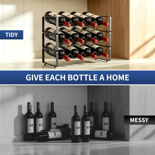 TONLEA Stackable Water Bottle Organizer Holder, Wine Rack,3-Tier 12