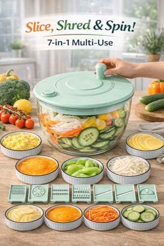Salad Spinner 7‐Piece Multifunction Set – Lettuce Spinner, Vegetable