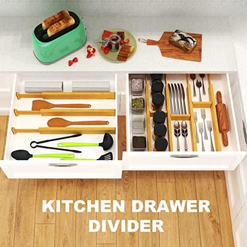ANTOWIN Bamboo Drawer Dividers, Expandable Drawer Separators Splitter