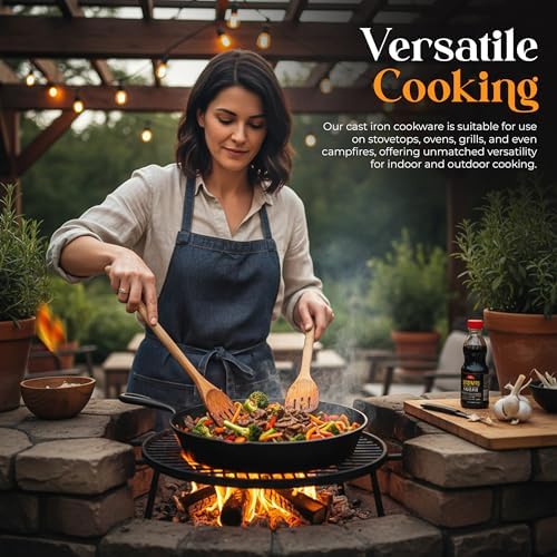 Utopia Kitchen Cast Iron Skillet Set 3 Piece 6 8 10 Inch PFAS-Free Black