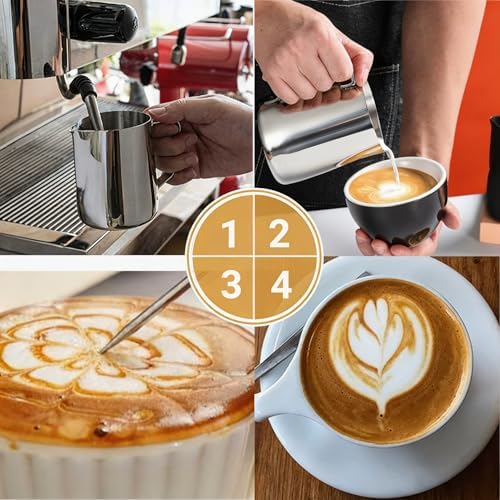Milk Frothing Pitcher, 600ml (20oz) Milk Frother Cup Stainless Steel