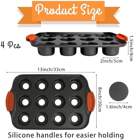 4 Pcs Mini Cheesecake Pans with Silicone Handle Anti Heat Nonslip