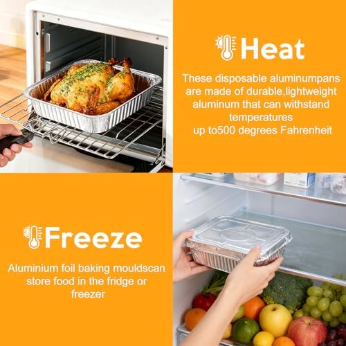 8"x8" Disposable Aluminum Foil Pans with lid - 20 Pack Square Baking