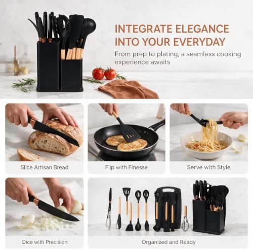 19-Piece Silicone Skitchen Utensils Set, Heat-Resistant Nonstick