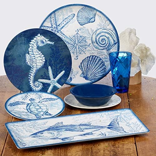 Oceanic 3-Piece Melamine Hostess Set – Includes Chip & Dip Server