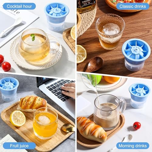 Large Ice Ball Maker Mold, 4 Pack 2.5" Round Ice Cube Mold, Stackable