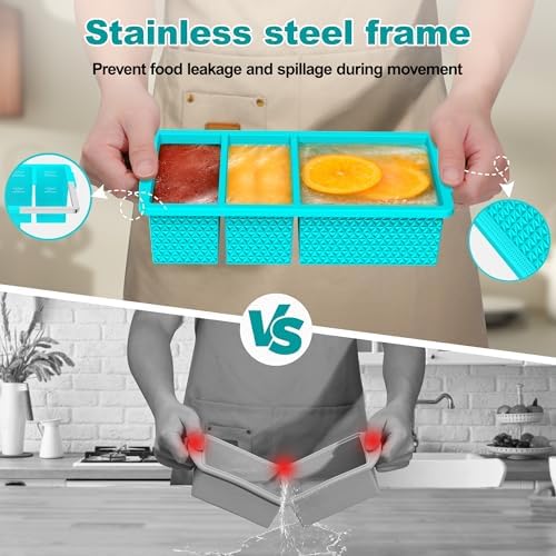 3 Pack - Silicone Freezer Trays with Lid, 1-Cup & 2 Cup Freezer Molds