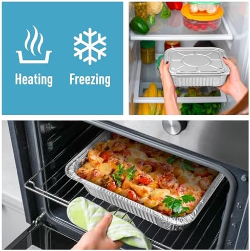 Disposable Aluminum Foil Pans with Lids, 20-Piece Combo Set, 9x13 &