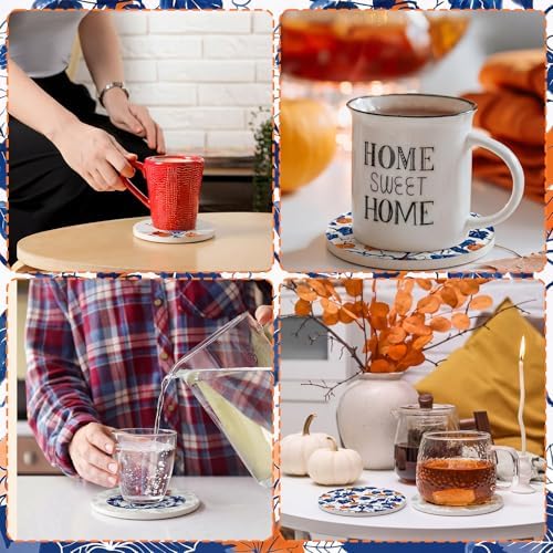 Hushee Fall Pumpkin Coasters Set of 4 Ceramic Blue Vase Chinoiserie