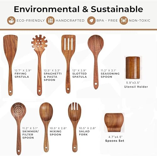 9-Piece Acacia Wood Cooking Utensil Set