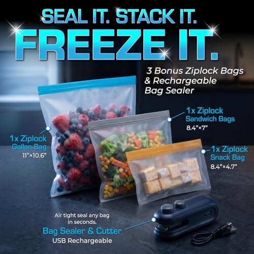 Deep Freezer Organizer Bins, 4-Pack, White