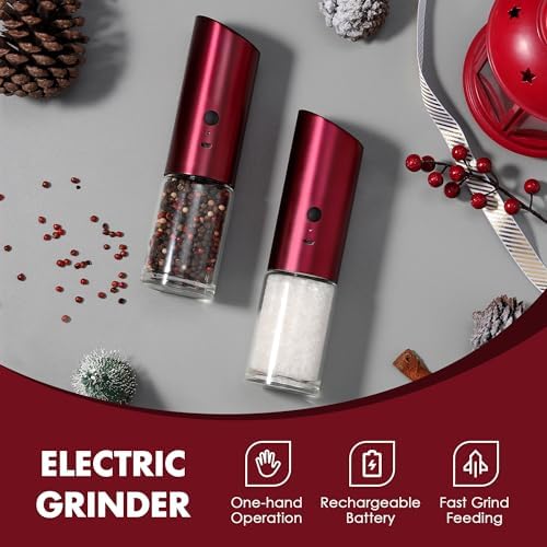 Vzaahu Gravity Electric Pepper and Salt Grinder Set, 2 Pack